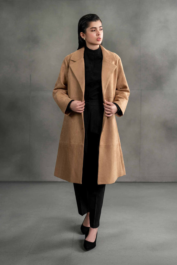 Tan Long Coat - 435360426