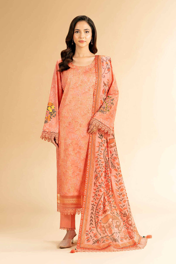 3 Piece - Unstitched - Printed Embroidered Suit - 42401827-1