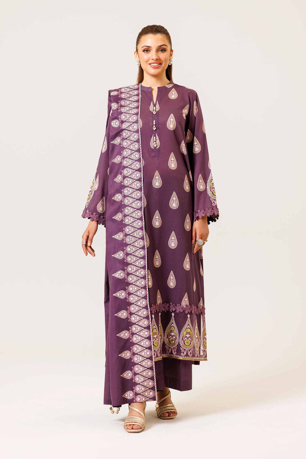 3 Piece - Unstitched - Printed Embroidered Suit - 42401986-1