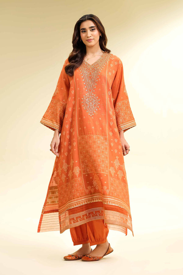 2 Piece - Unstitched - Jacquard Embroidered Suit - 42501028