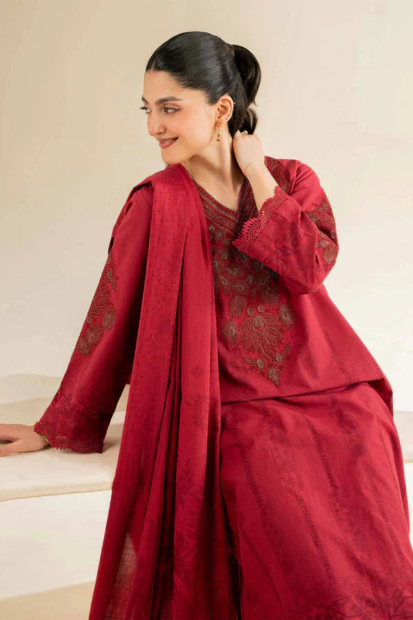 3 Piece - Unstitched - Jacquard Embroidered Suit - 42501042