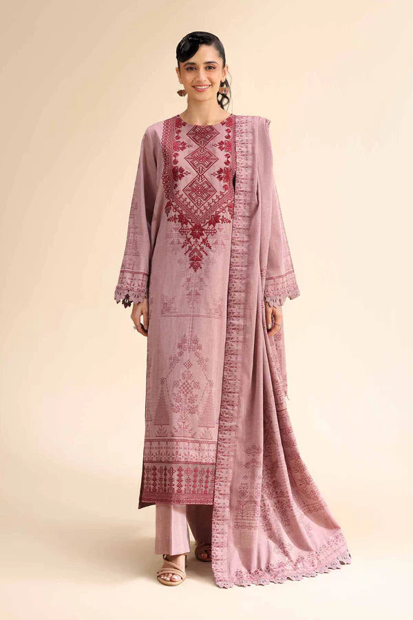 3 Piece - Unstitched - Jacquard Embroidered Suit - 42501047