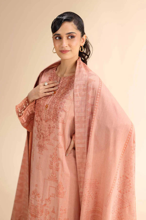3 Piece - Unstitched - Jacquard Embroidered Suit - 42501049
