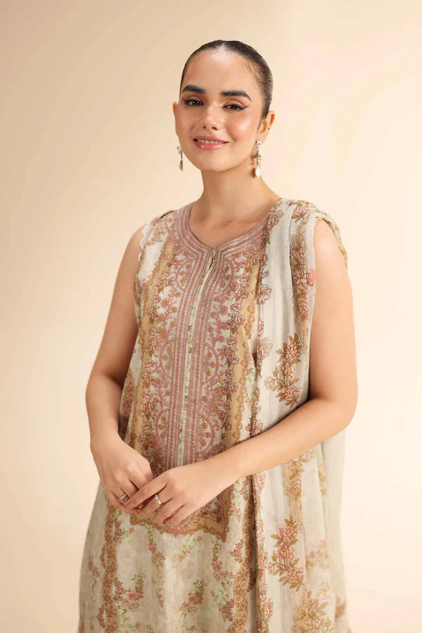 3 Piece - Unstitched - Digital Printed Embroidered Suit - 42501052