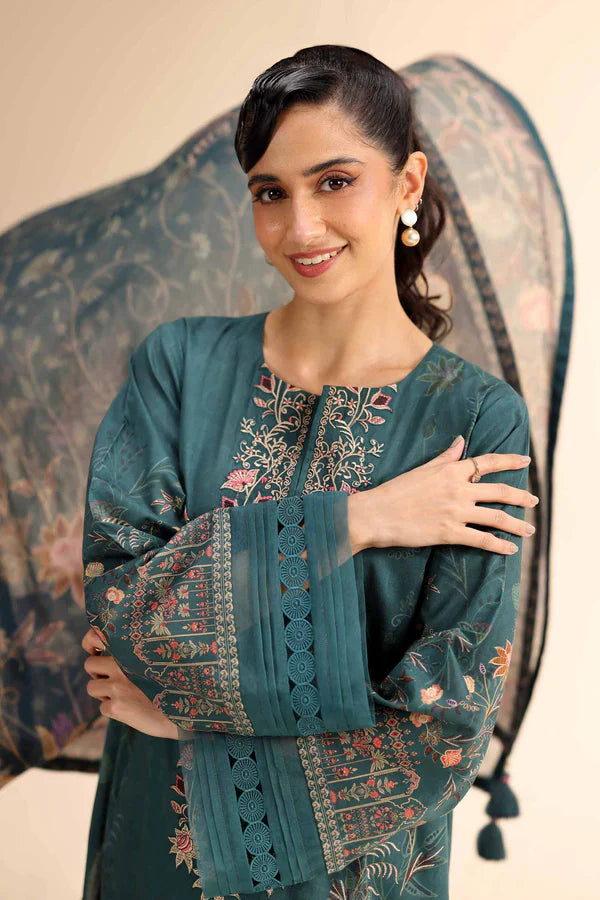 3 Piece - Unstitched - Digital Printed Embroidered Suit - 42501057