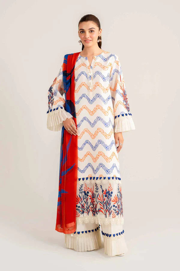 3 Piece - Unstitched - Jacquard Embroidered Suit - 42501093