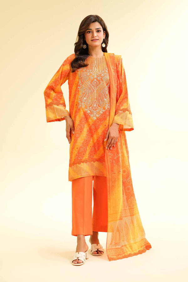 2 Piece - Unstitched - Printed Embroidered Suit - 42501161