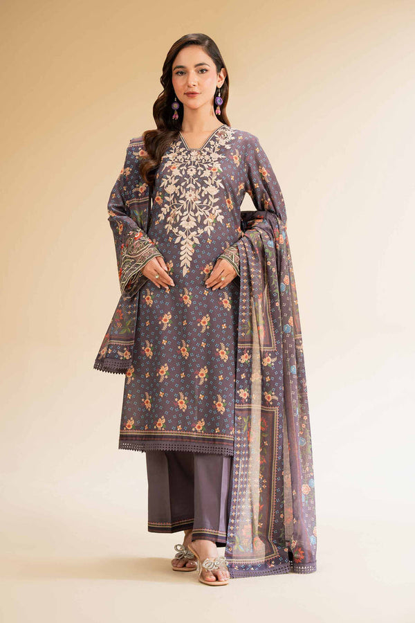 3 Piece - Unstitched - Printed Embroidered Suit - 42501244