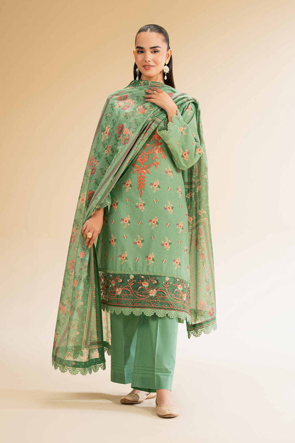 3 Piece - Unstitched - Printed Embroidered Suit - 42501245