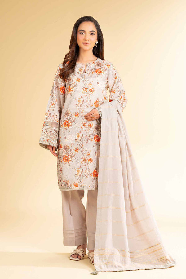 3 Piece - Unstitched - Digital Printed Jacquard Embroidered Suit - 42501297