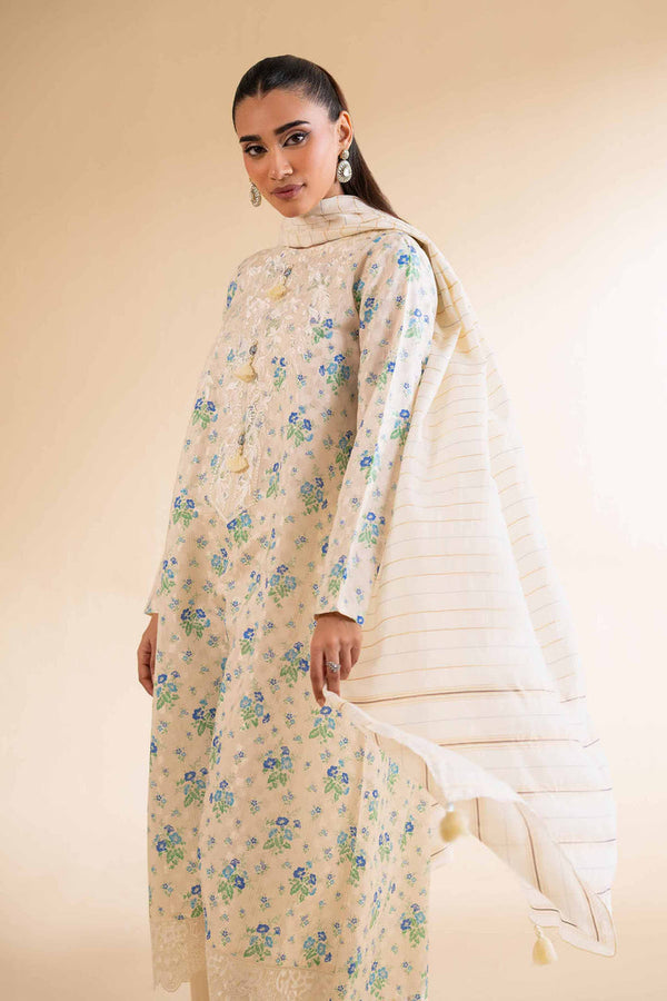 3 Piece - Unstitched - Digital Printed Jacquard Embroidered Suit - 42501298