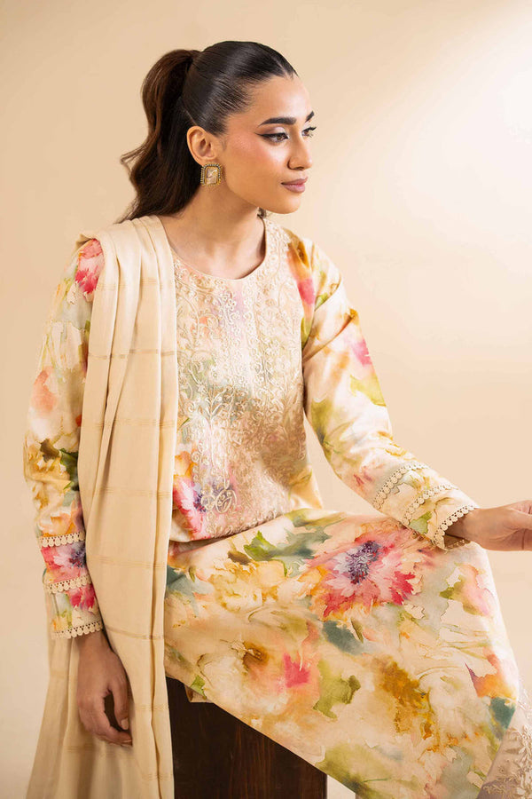 3 Piece - Unstitched - Digital Printed Jacquard Embroidered Suit - 42501301