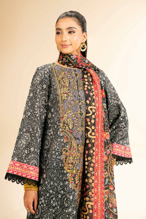 3 Piece - Unstitched - Printed Embroidered Suit - 42501308