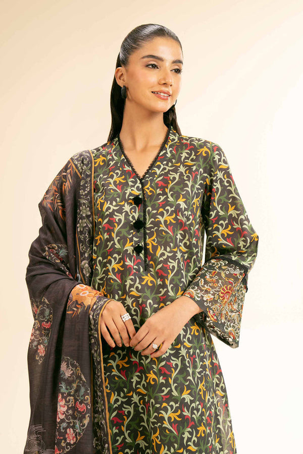 3 Piece - Unstitched - Printed Embroidered Suit - 42501314