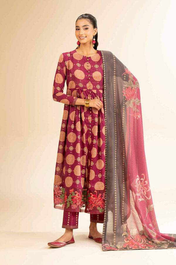 3 Piece - Unstitched - Printed Embroidered Suit - 42501315