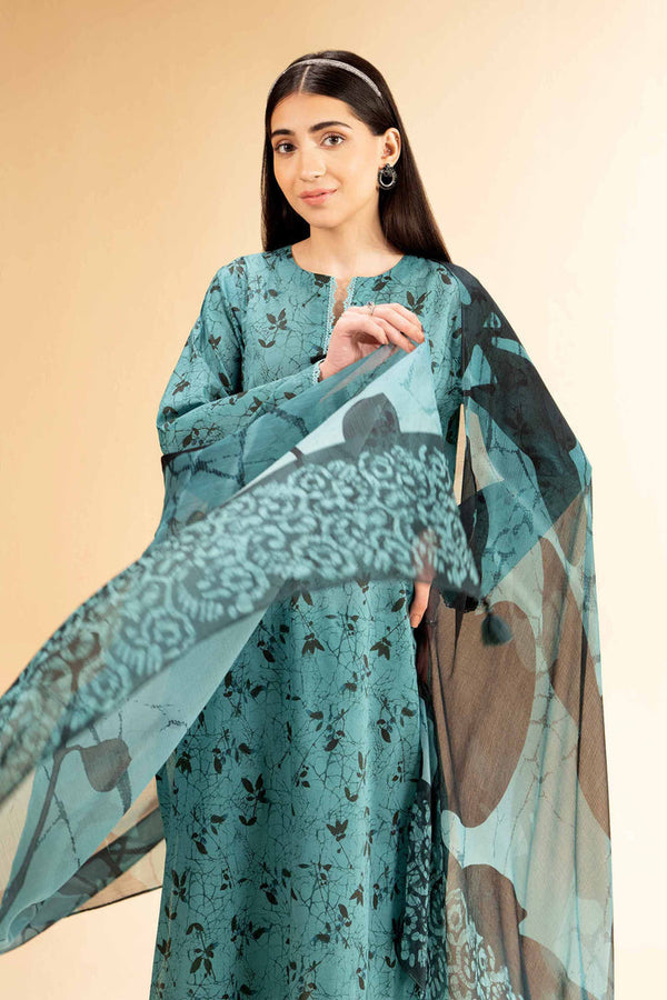 3 Piece - Unstitched - Printed With Laces Suit - 42501330