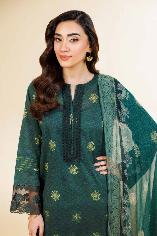 3 Piece - Unstitched - Printed With Laces Suit - 42501332