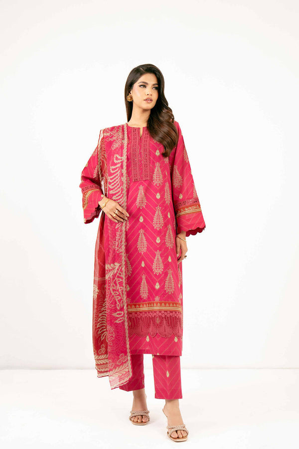 3 Piece - Unstitched - Printed With Laces Suit - 42501335