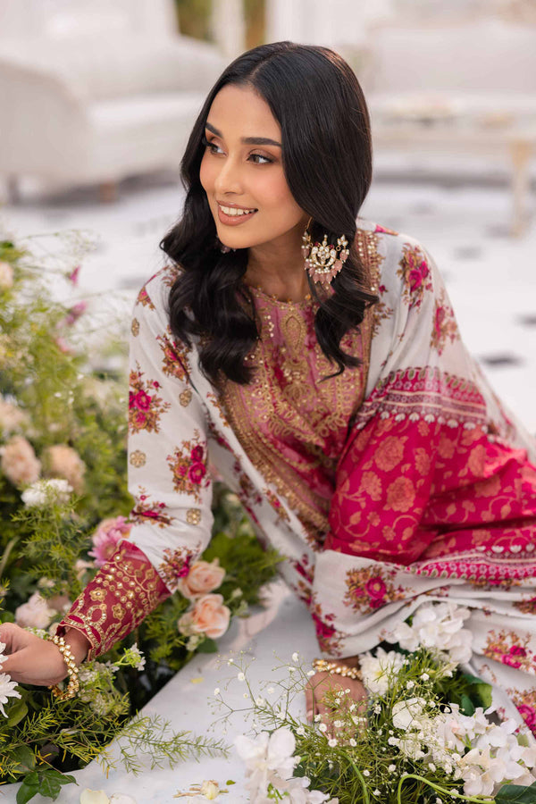 3 Piece - Unstitched - Gold Printed Embroidered Suit - 42501422