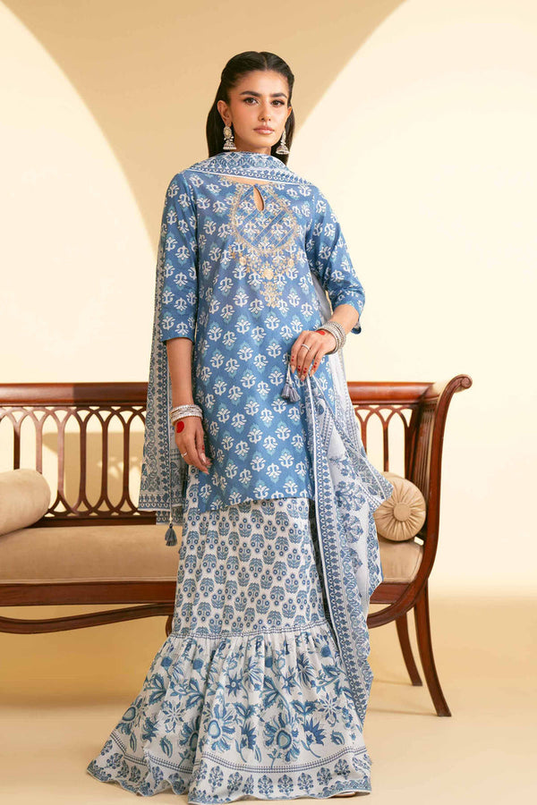 3 Piece - Stitched - Printed Embroidered Suit - KFE25-49