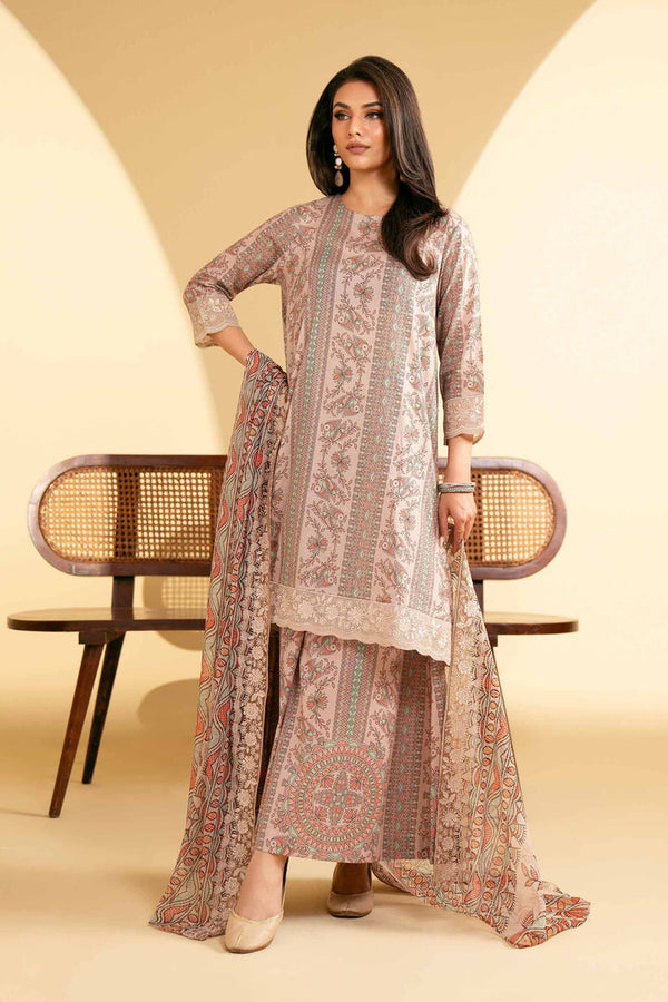 3 Piece - Stitched - Printed Embroidered Suit - KFE25-75
